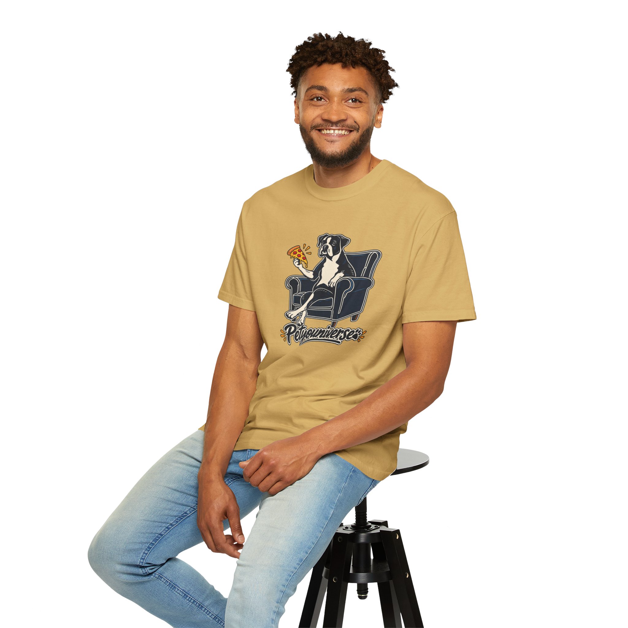 T-Shirt — PetYoUniverse Dog on Armchair with Pizza Graphic - Image 17