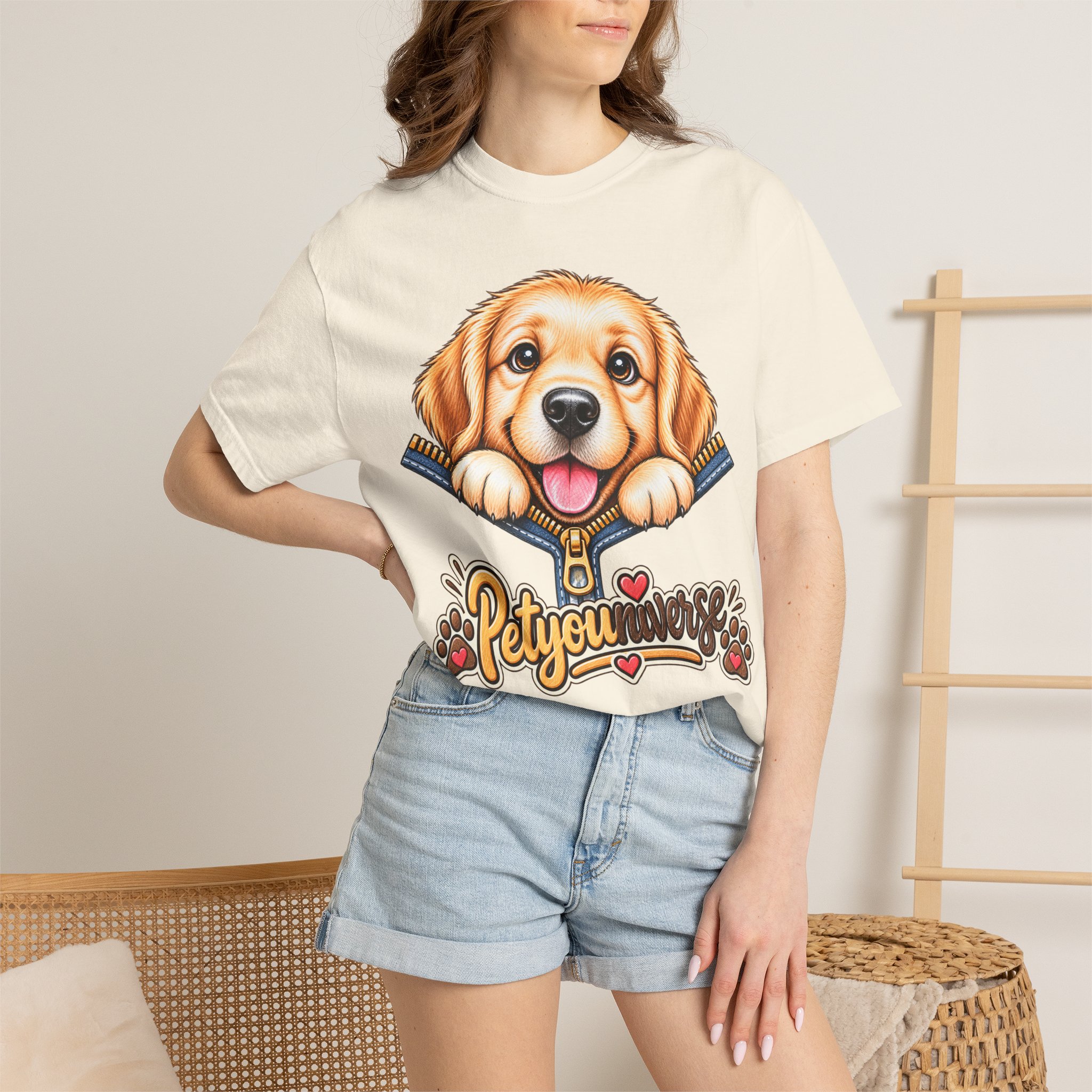 Golden Retriever Puppy "PetYoUniverse" T-Shirt - Image 2