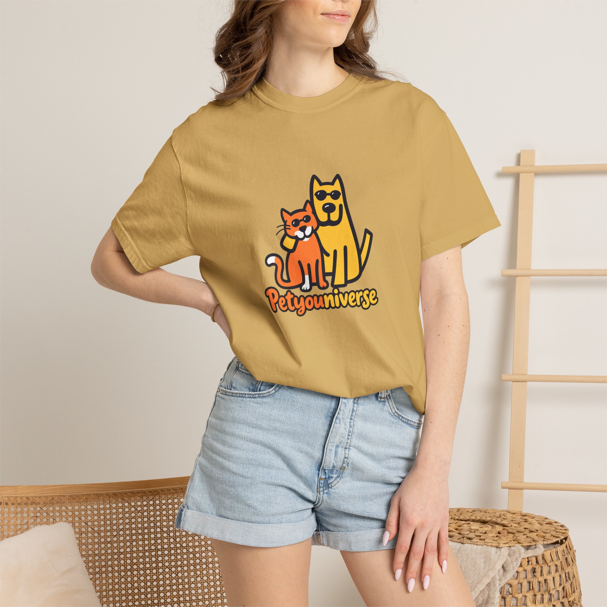 PetyoUniverse Cute Cat & Dog Graphic T-Shirt — Vintage Garment-Dyed Tee for Pet Lovers - Image 11