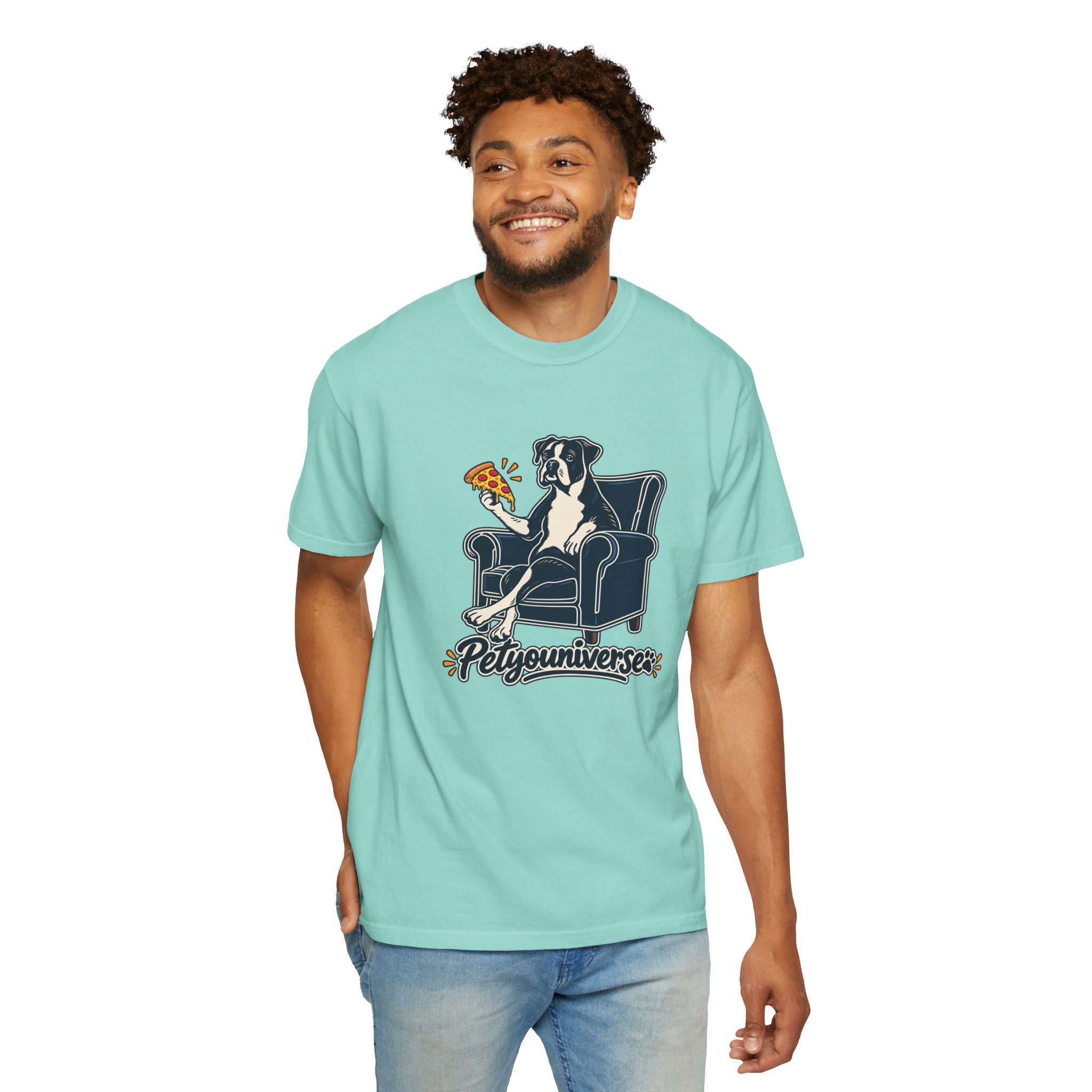 T-Shirt — PetYoUniverse Dog on Armchair with Pizza Graphic - Image 79