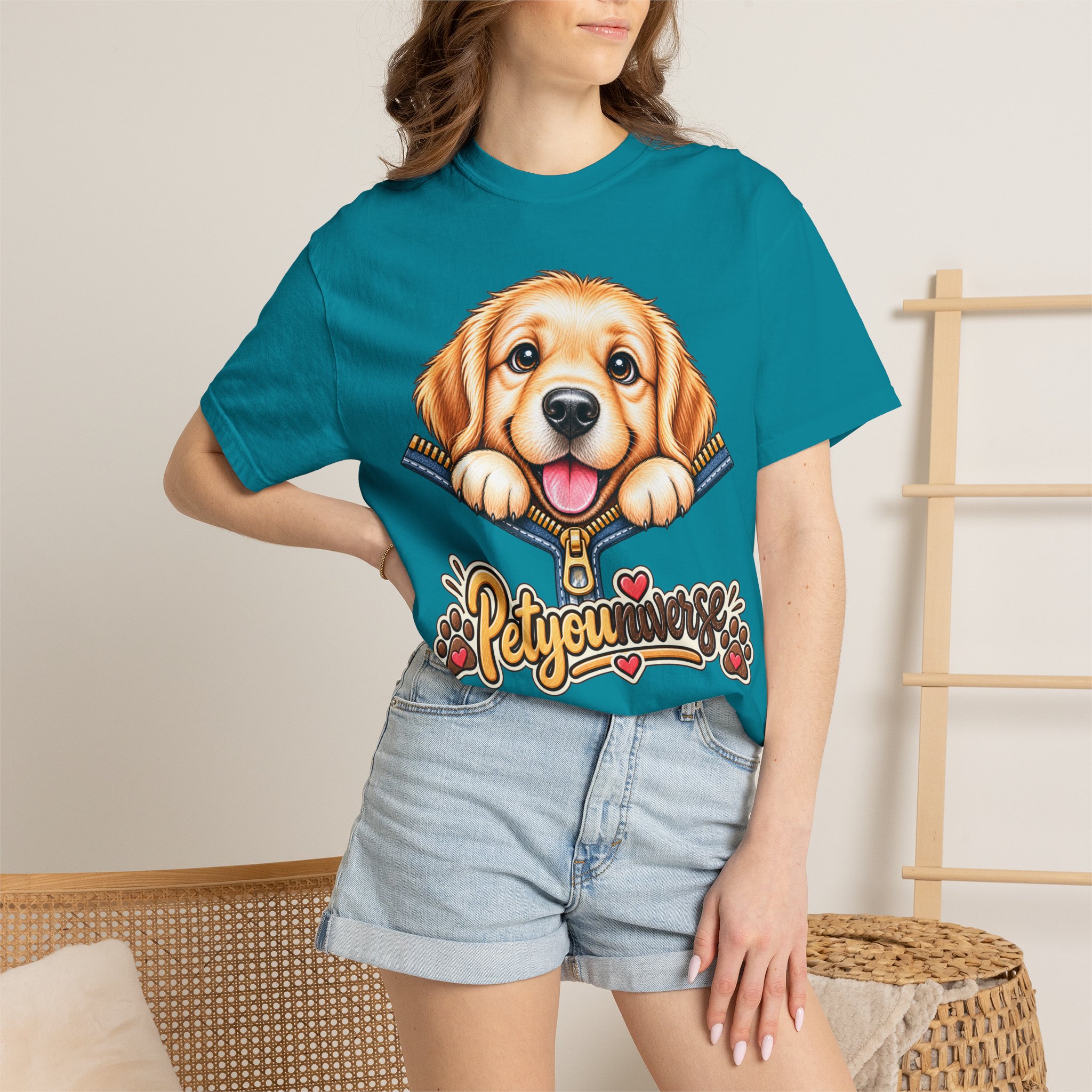 Golden Retriever Puppy "PetYoUniverse" T-Shirt - Image 92