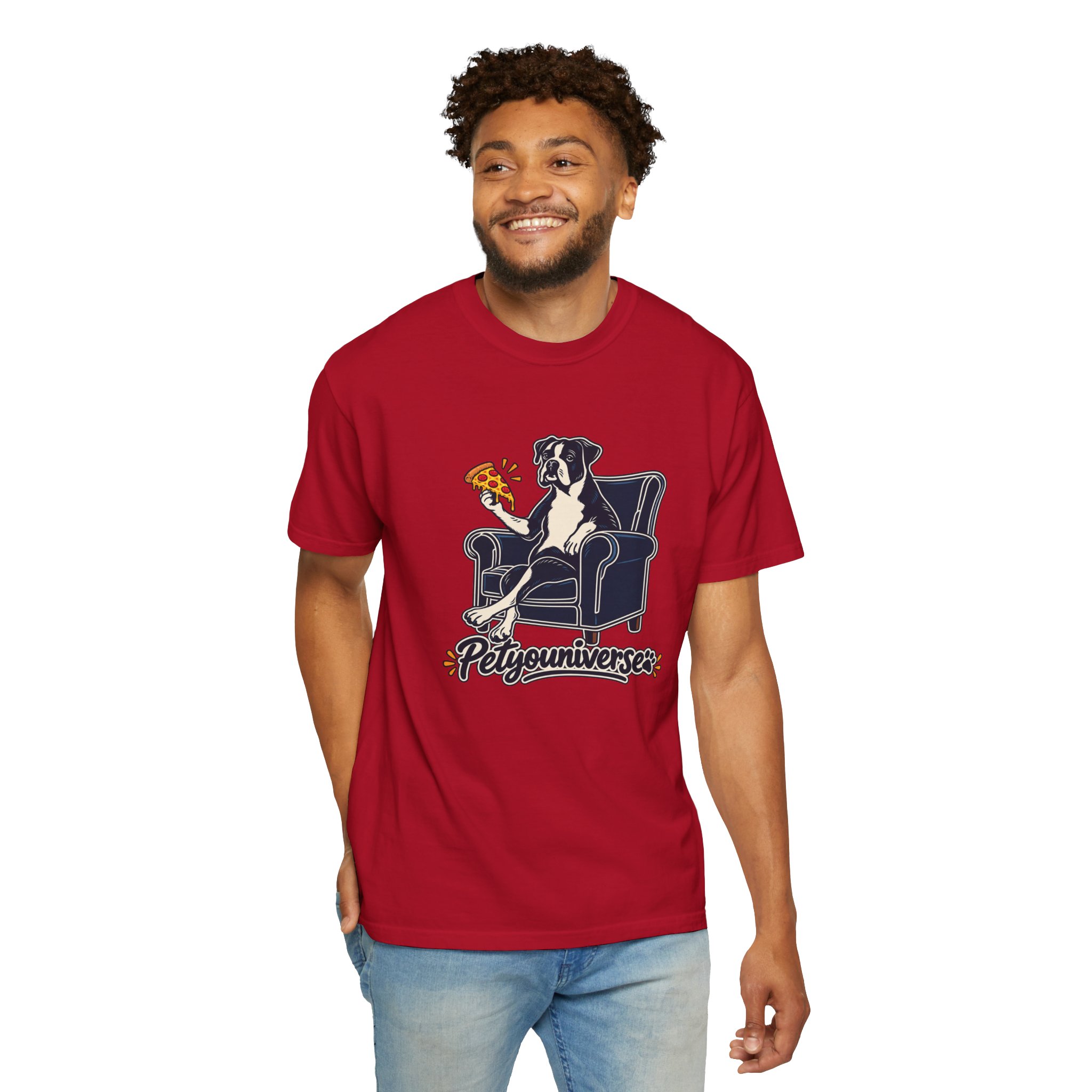 T-Shirt — PetYoUniverse Dog on Armchair with Pizza Graphic - Image 133