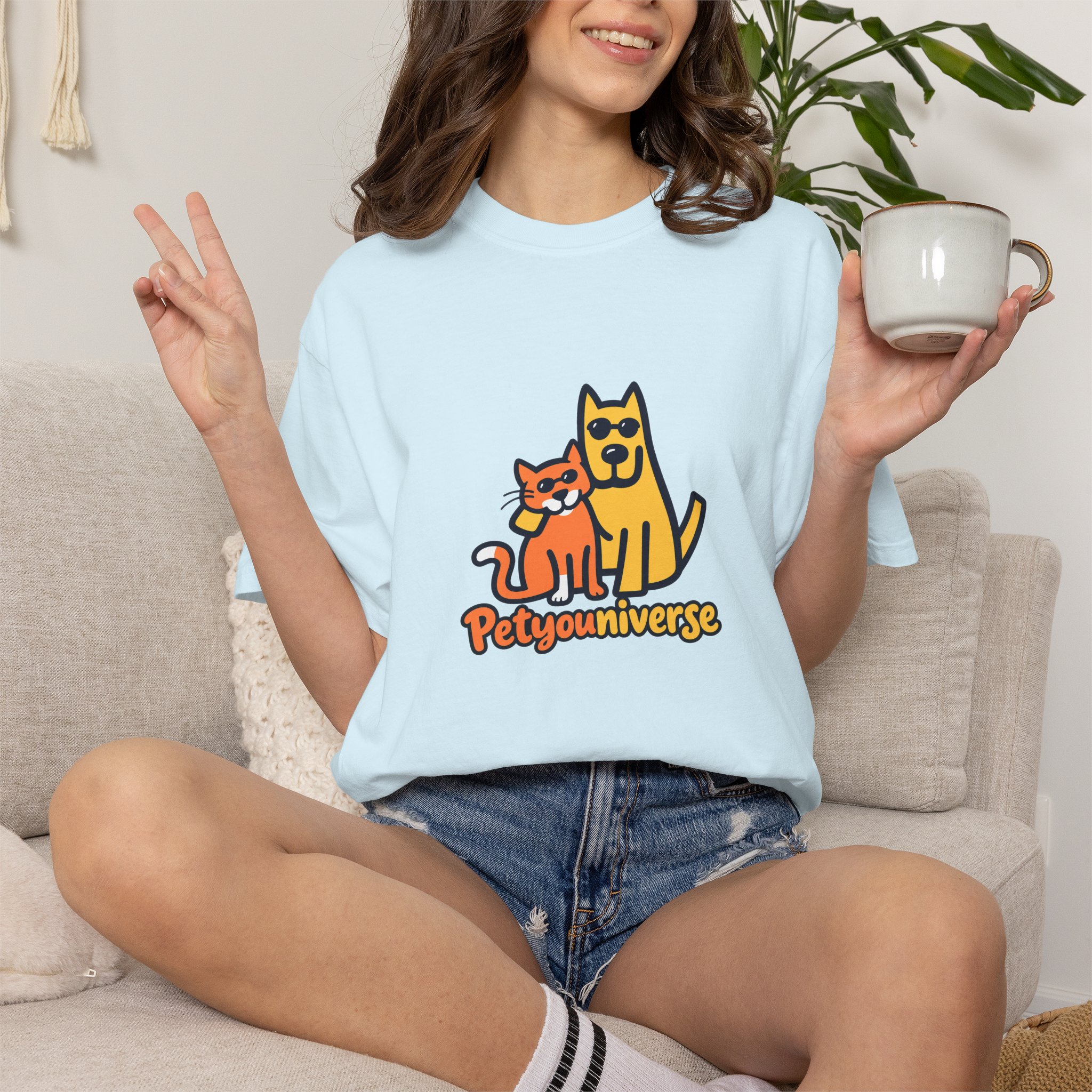 PetyoUniverse Cute Cat & Dog Graphic T-Shirt — Vintage Garment-Dyed Tee for Pet Lovers - Image 102