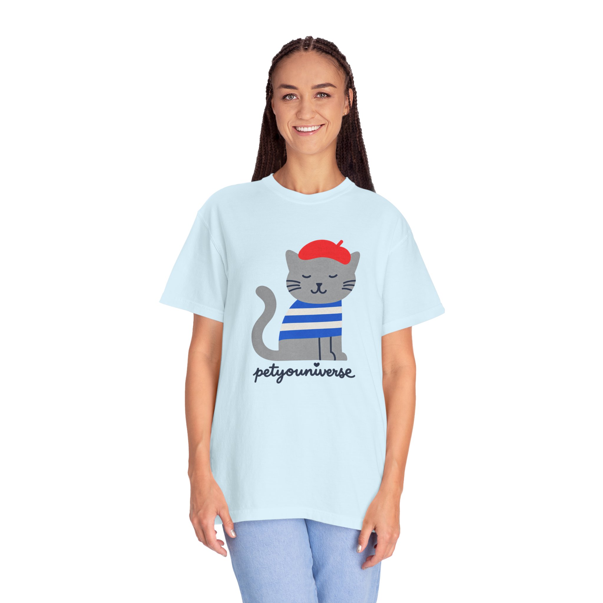 Cat Graphic T-Shirt — "petiyouniverse" Cute French Cat Tee - Image 86
