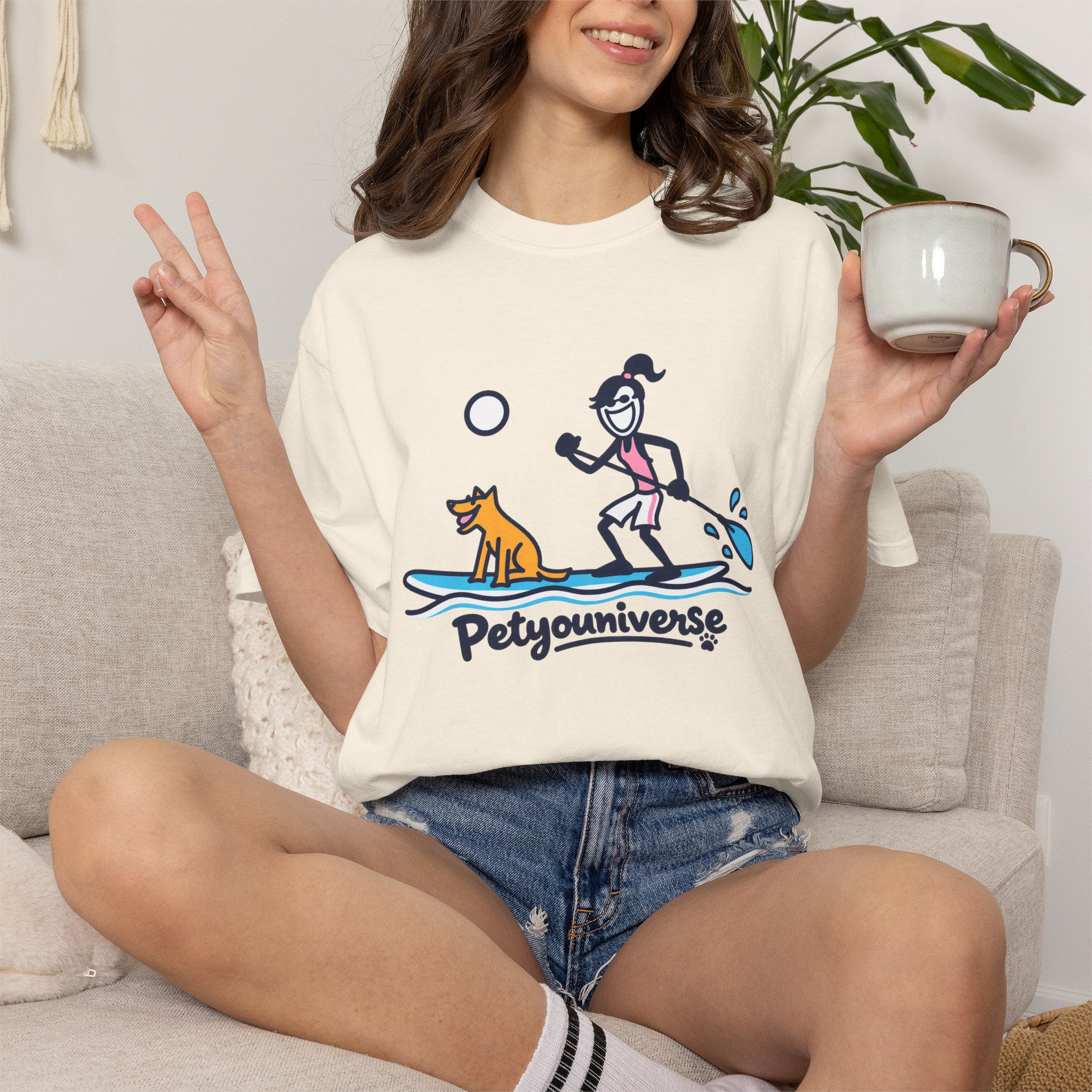 Paddleboarding Pup Graphic T-Shirt — "Petyouniverse" Dog & Owner Paddleboard Tee - Image 11