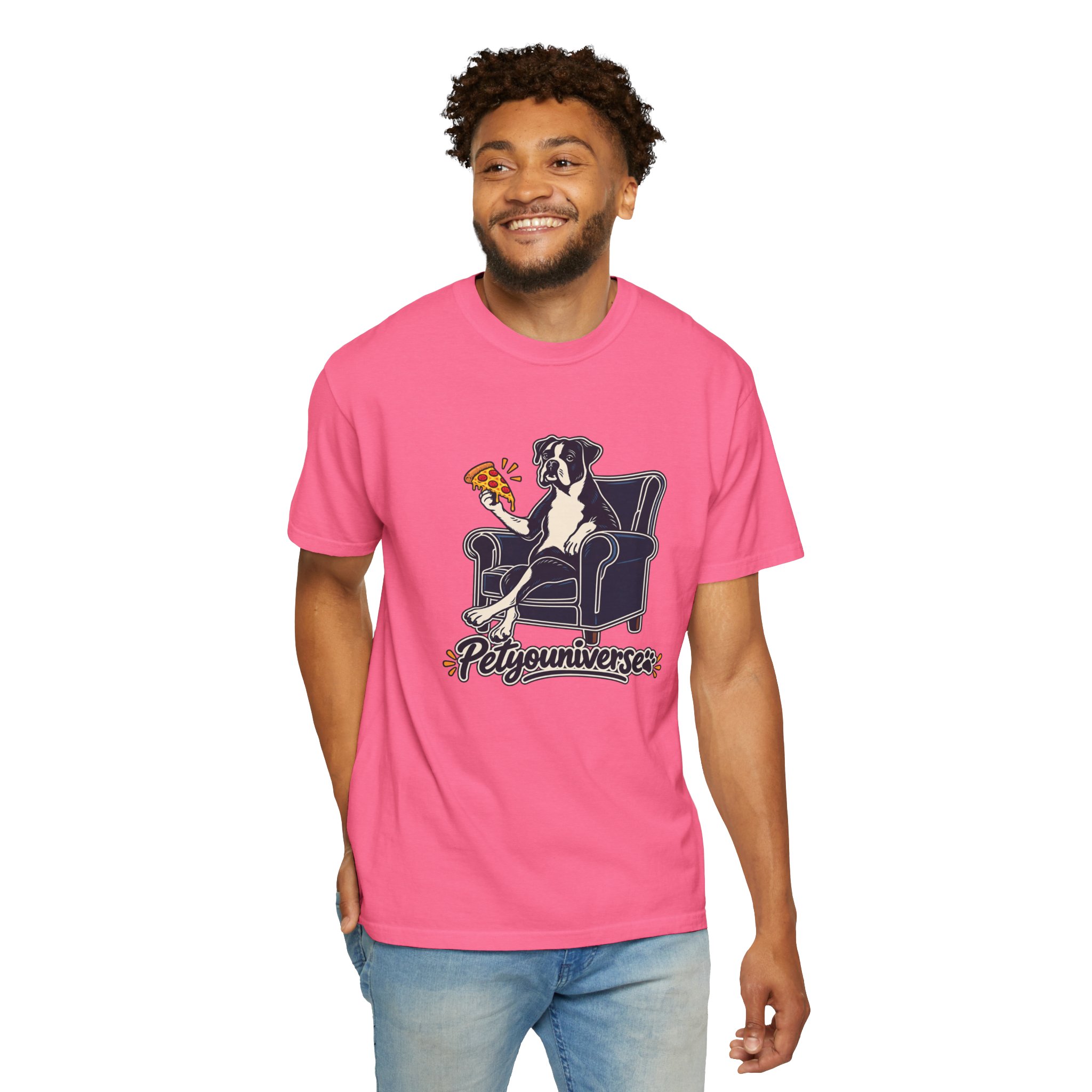 T-Shirt — PetYoUniverse Dog on Armchair with Pizza Graphic - Image 115