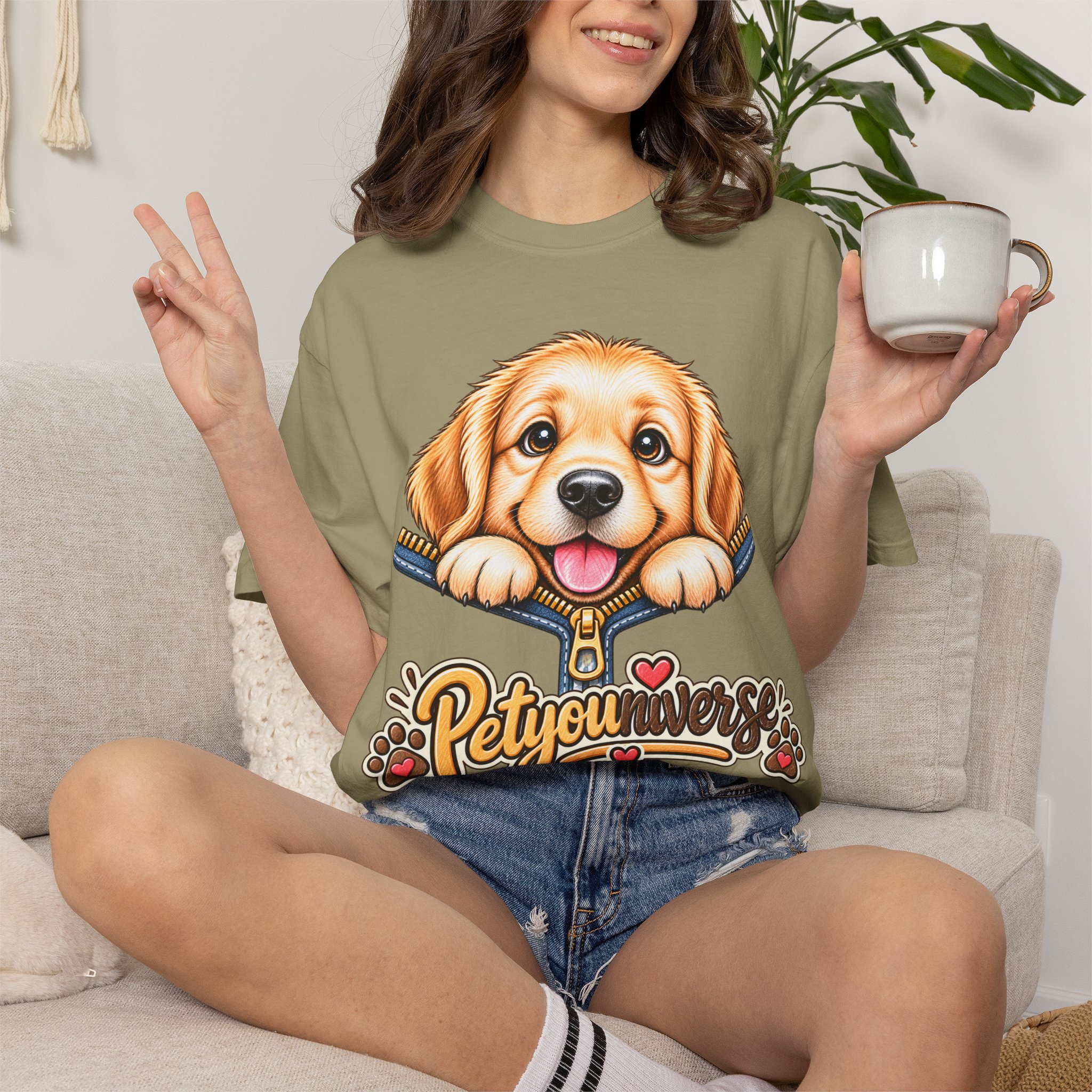 Golden Retriever Puppy "PetYoUniverse" T-Shirt - Image 30