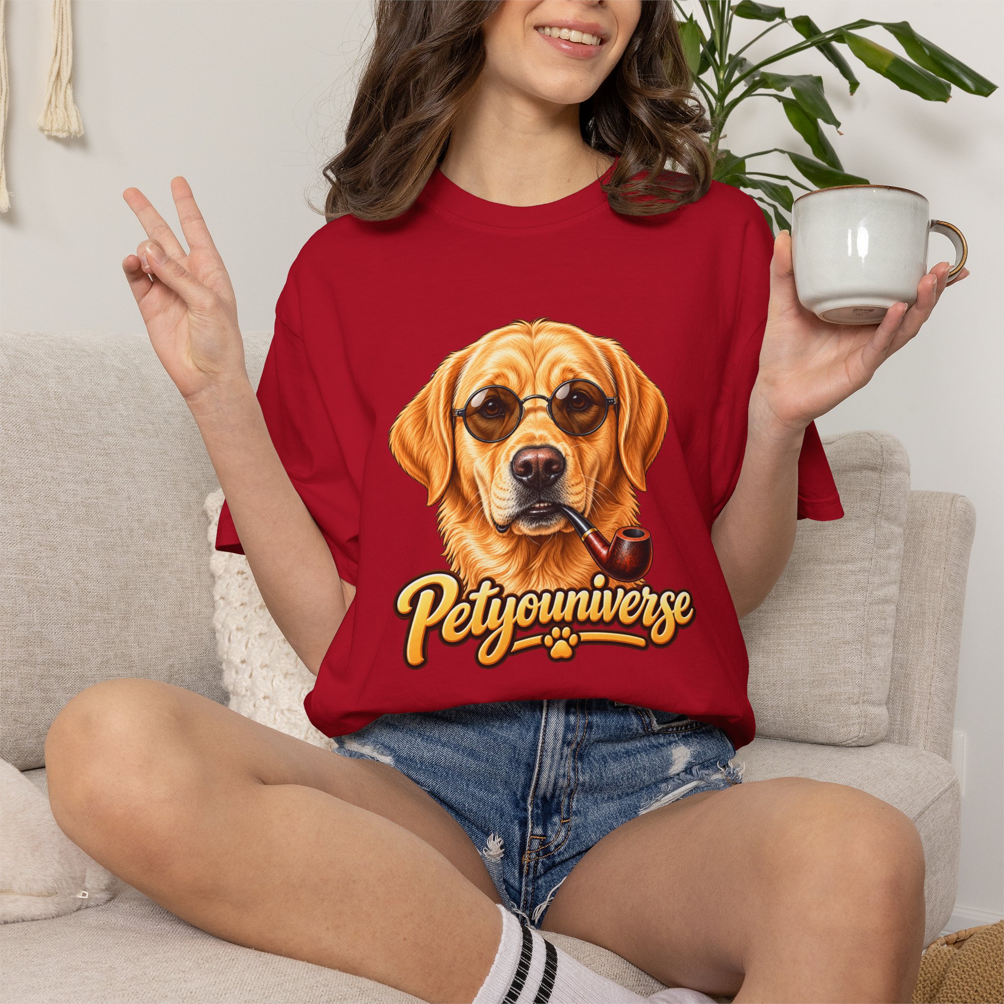 Dog Graphic T-Shirt — 'PetYoUniverse' Yellow Lab Portrait Tee - Image 138