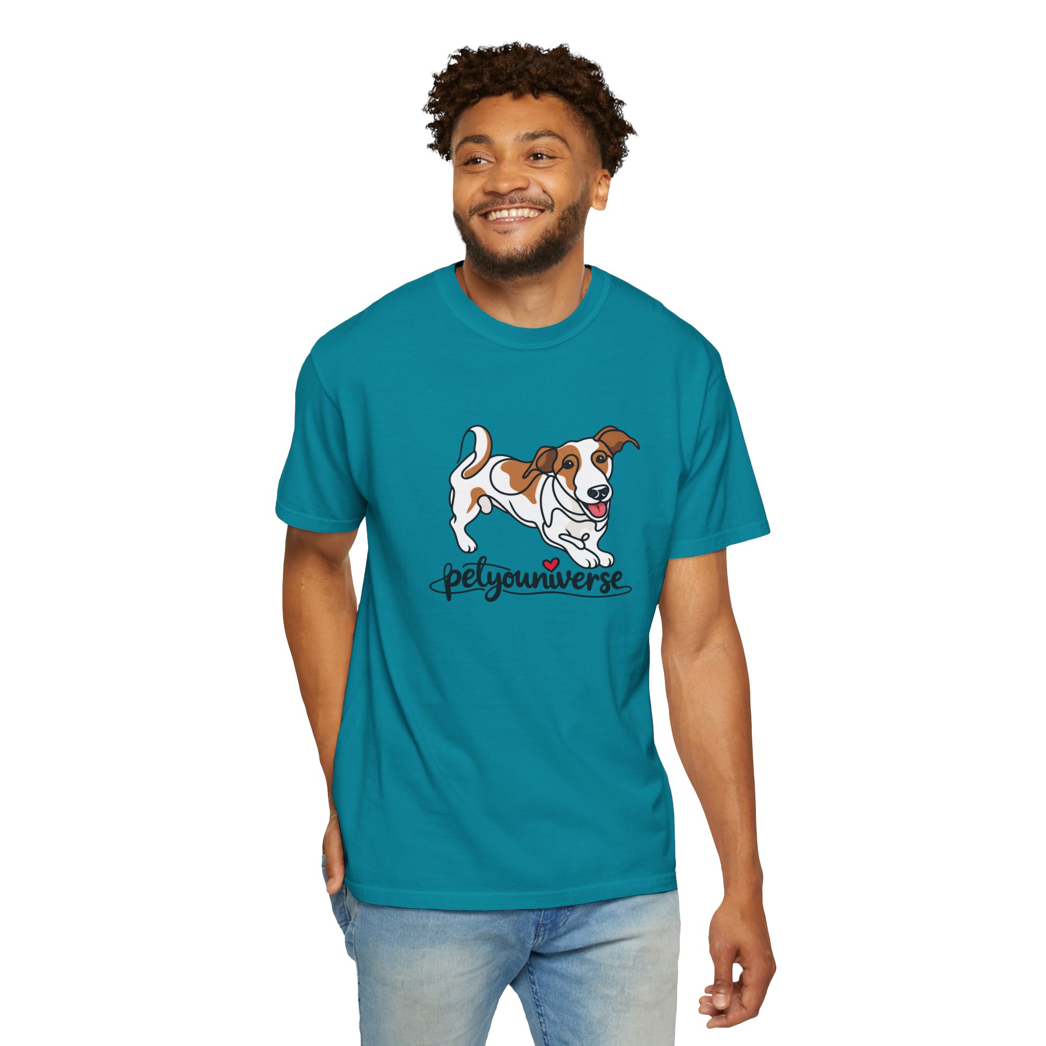 Dog Cartoon T-Shirt — "PetYoUniverse" Playful Jack Russell Tee - Image 79
