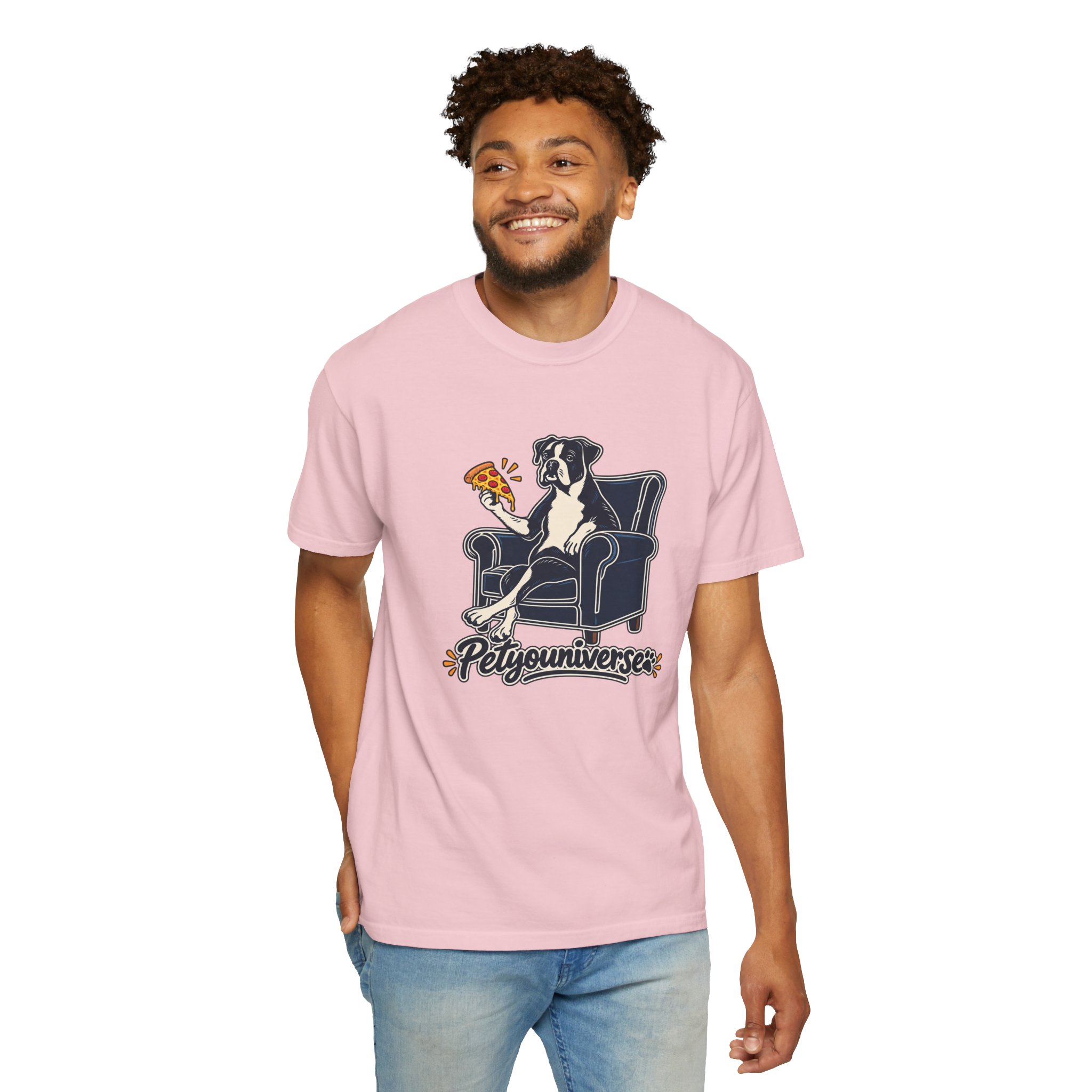 T-Shirt — PetYoUniverse Dog on Armchair with Pizza Graphic - Image 106