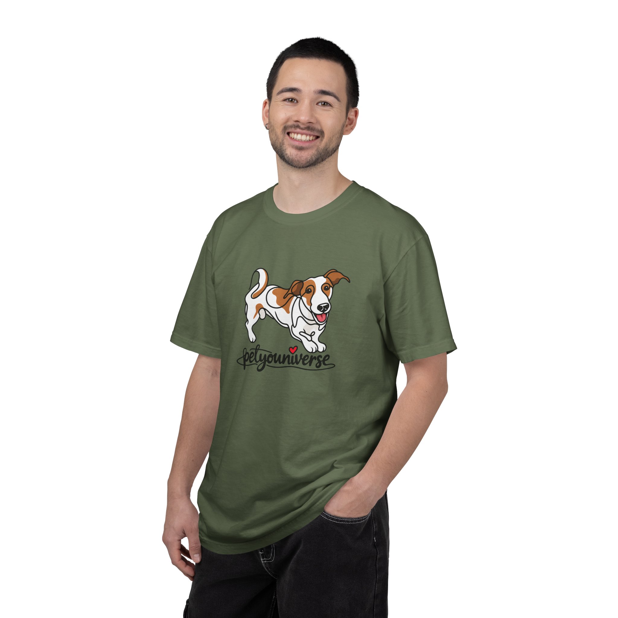 Dog Cartoon T-Shirt — "PetYoUniverse" Playful Jack Russell Tee - Image 49