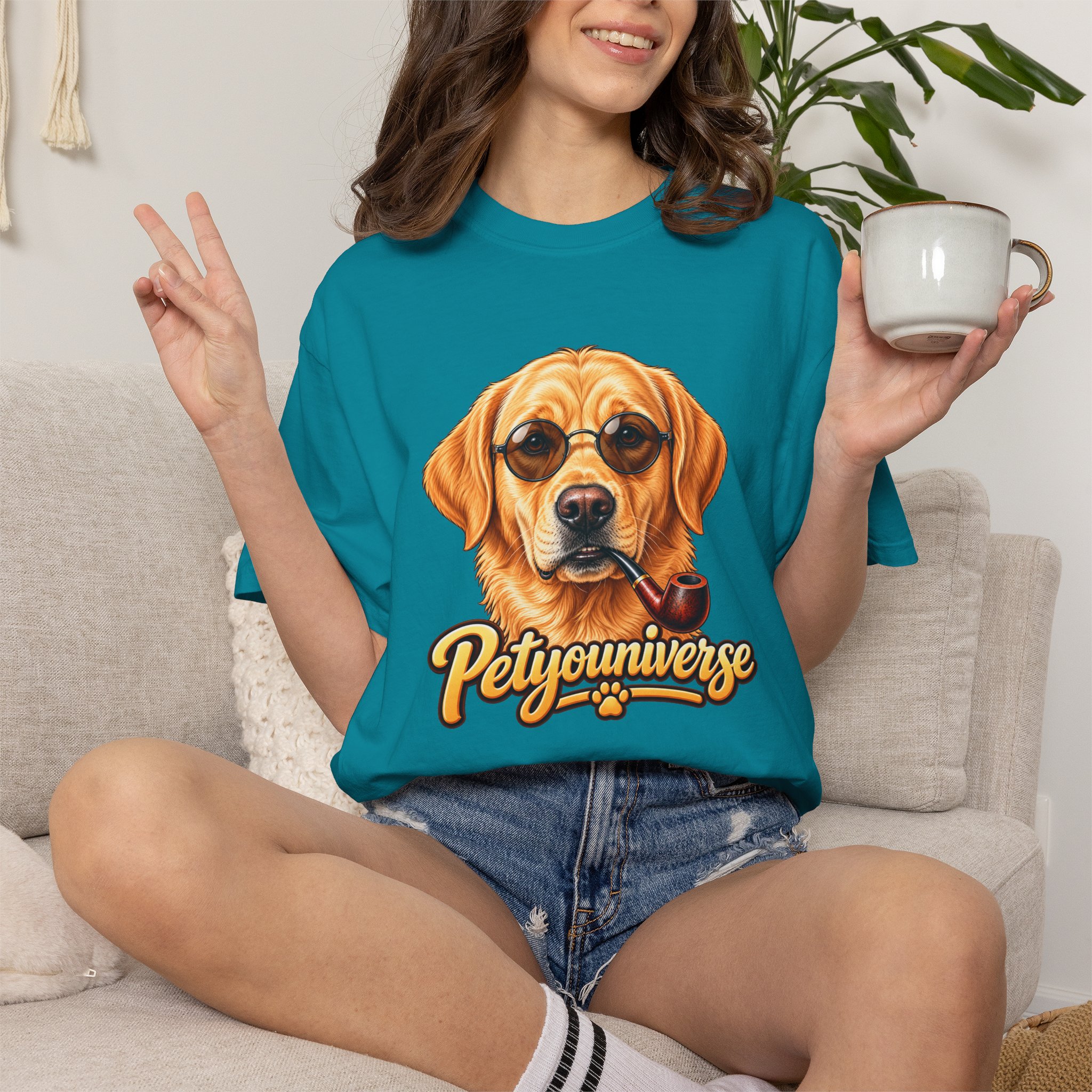 Dog Graphic T-Shirt — 'PetYoUniverse' Yellow Lab Portrait Tee - Image 102