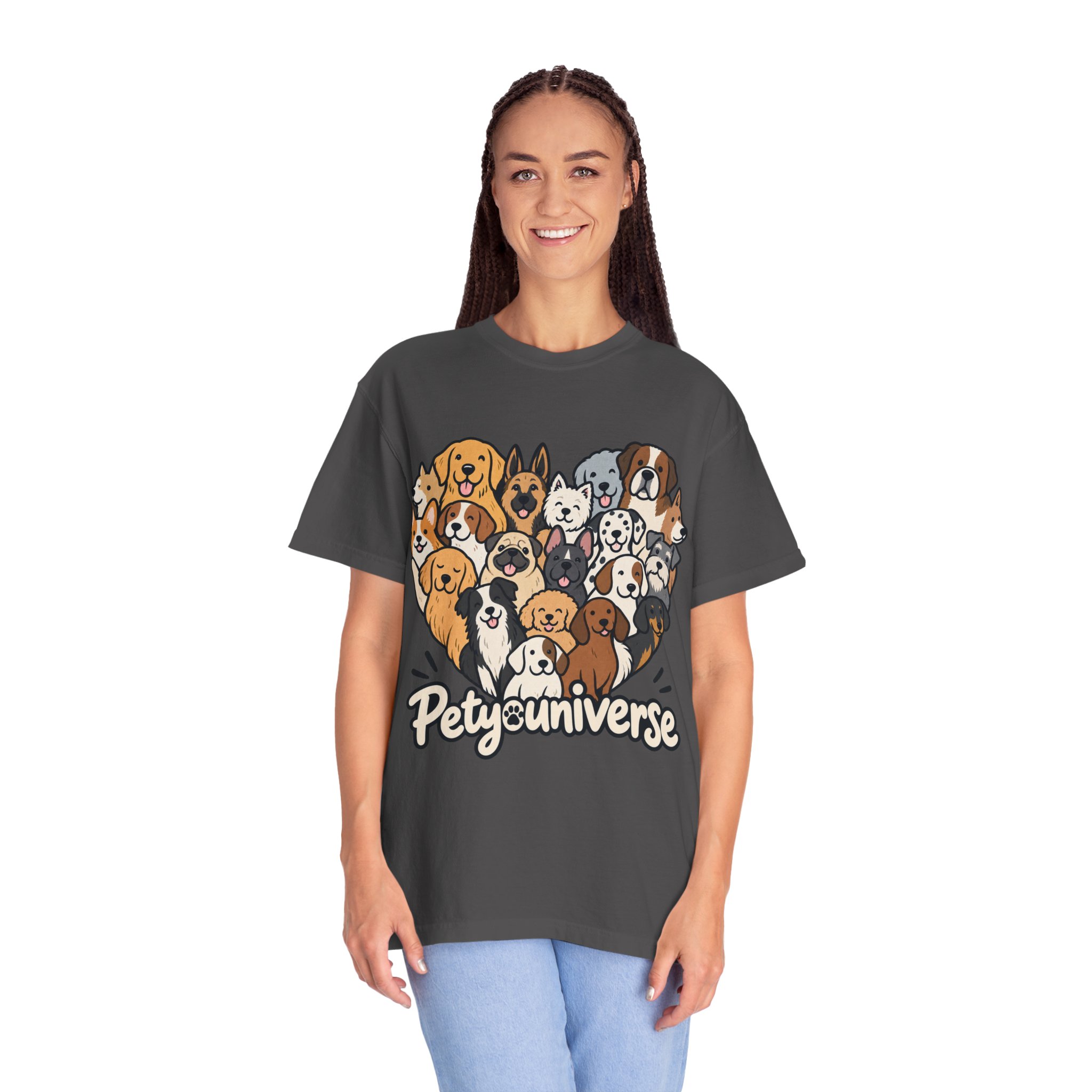 Dog Lover Cartoon T-Shirt — "Pety Universe" Graphic Tee - Image 125