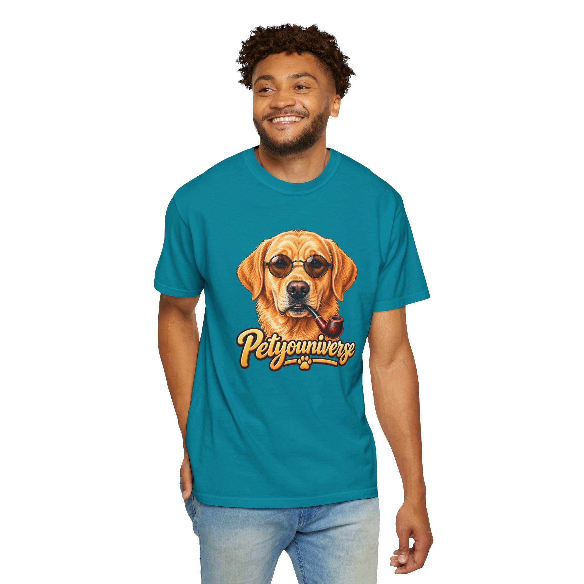 Dog Graphic T-Shirt — 'PetYoUniverse' Yellow Lab Portrait Tee - Image 106