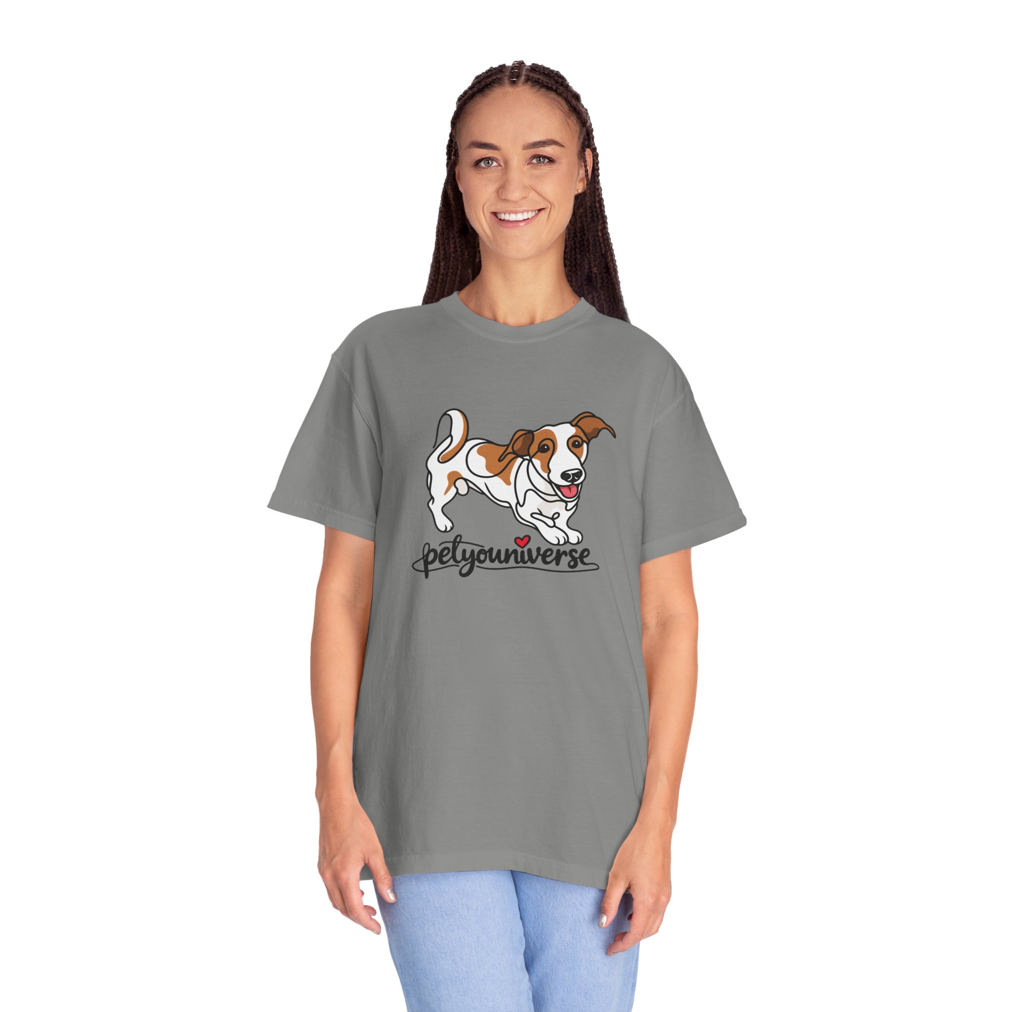 Dog Cartoon T-Shirt — "PetYoUniverse" Playful Jack Russell Tee - Image 95