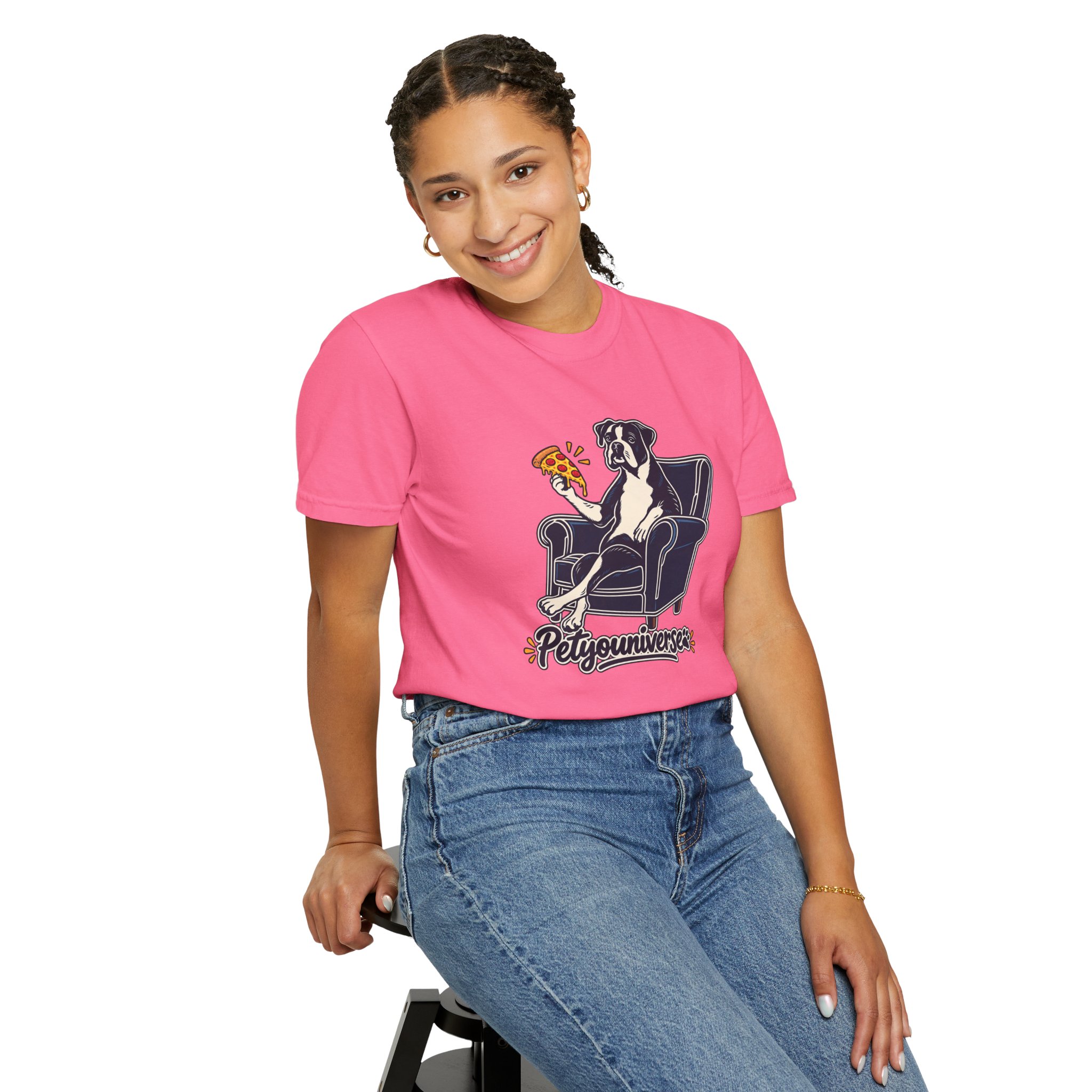 T-Shirt — PetYoUniverse Dog on Armchair with Pizza Graphic - Image 114