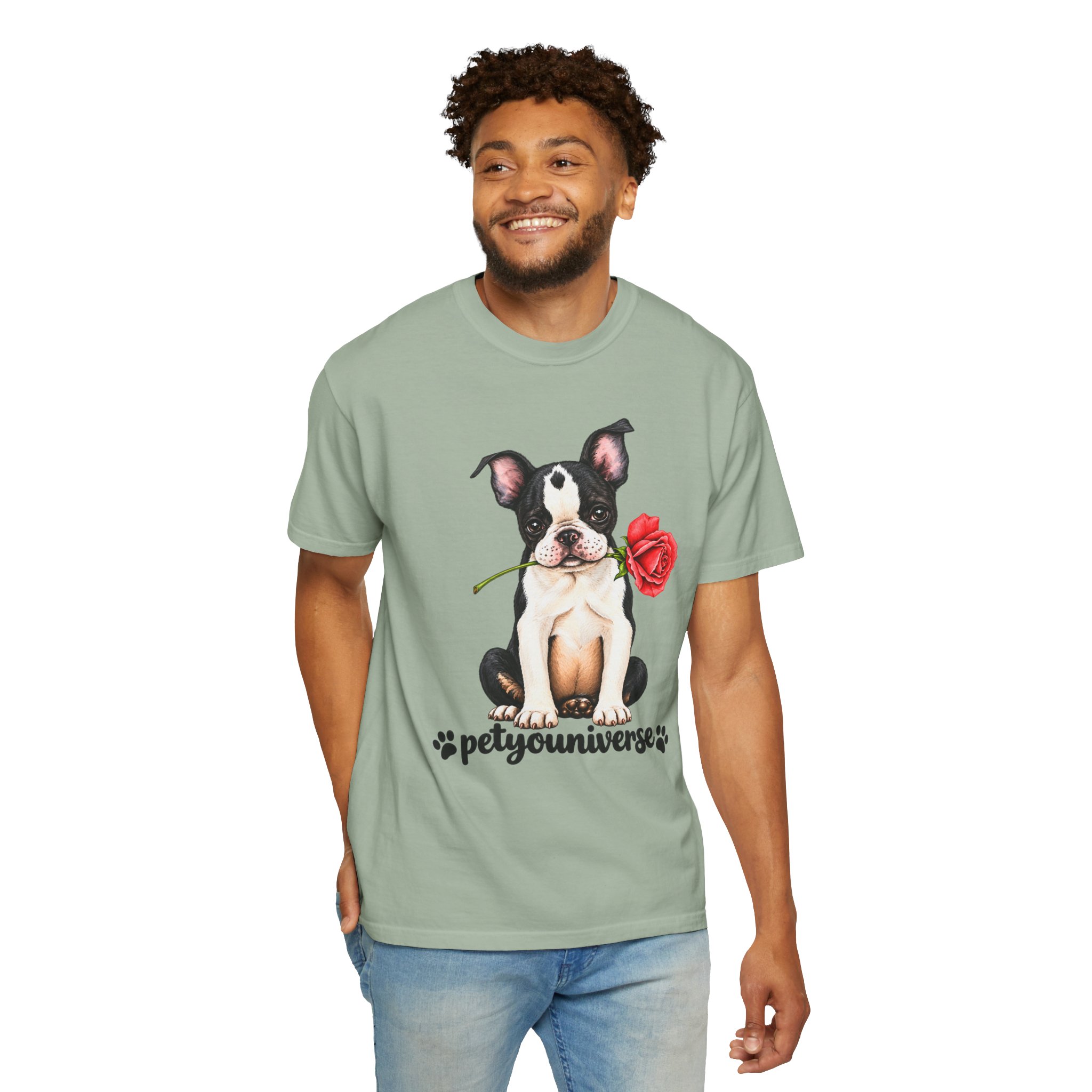 Boston Terrier Puppy Tee – Rose & "PetYoUniverse" Graphic T-Shirt - Image 61
