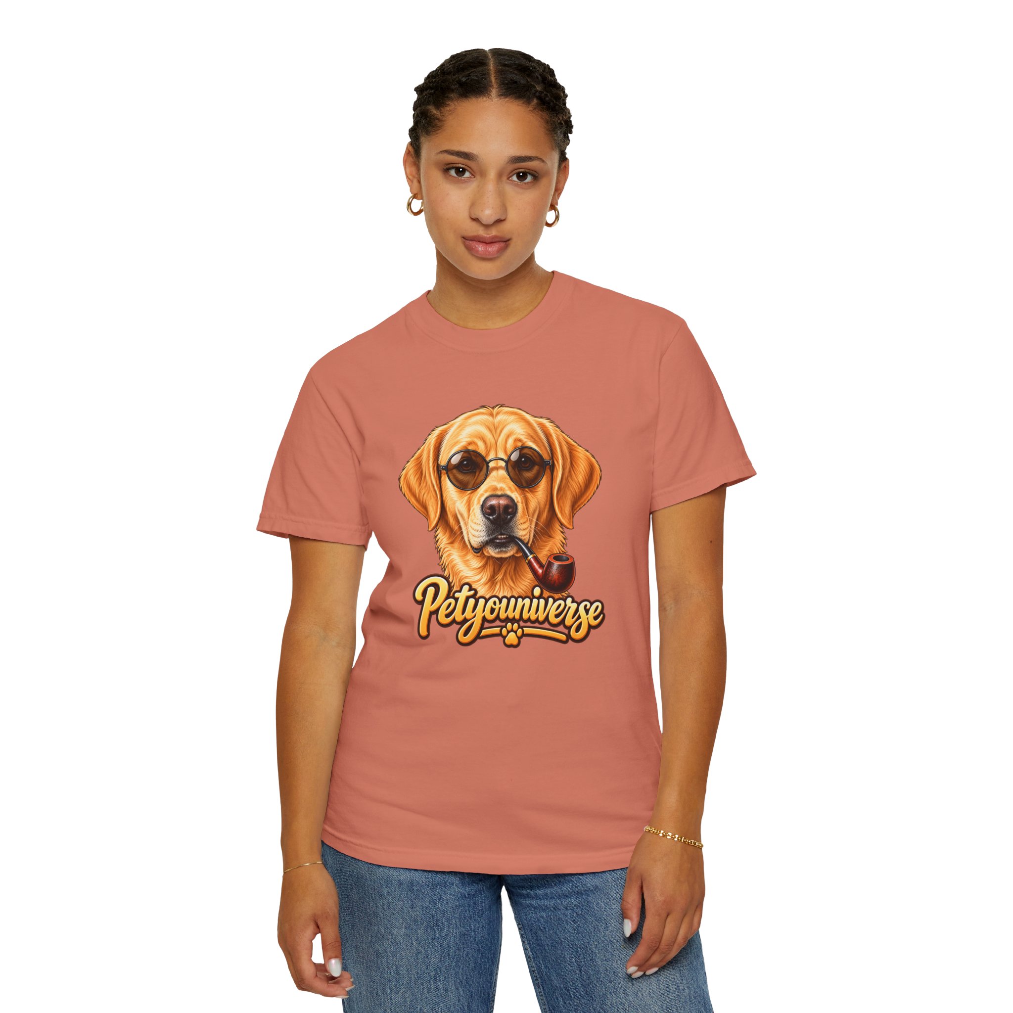 Dog Graphic T-Shirt — 'PetYoUniverse' Yellow Lab Portrait Tee - Image 5