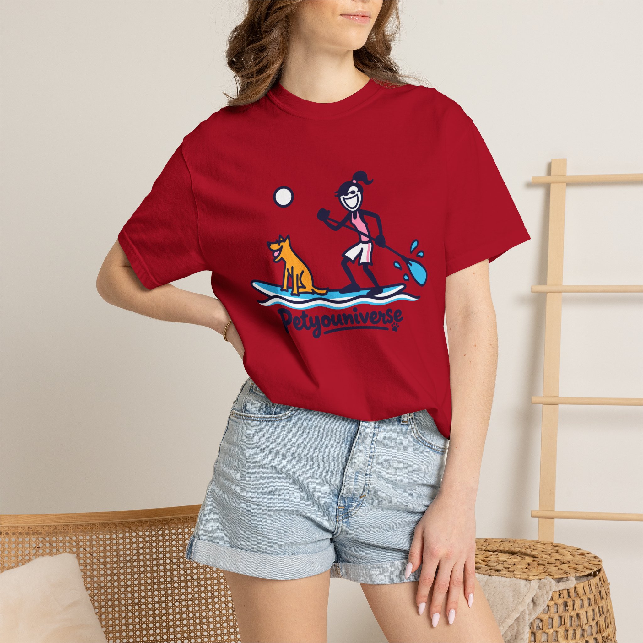 Paddleboarding Pup Graphic T-Shirt — "Petyouniverse" Dog & Owner Paddleboard Tee - Image 106