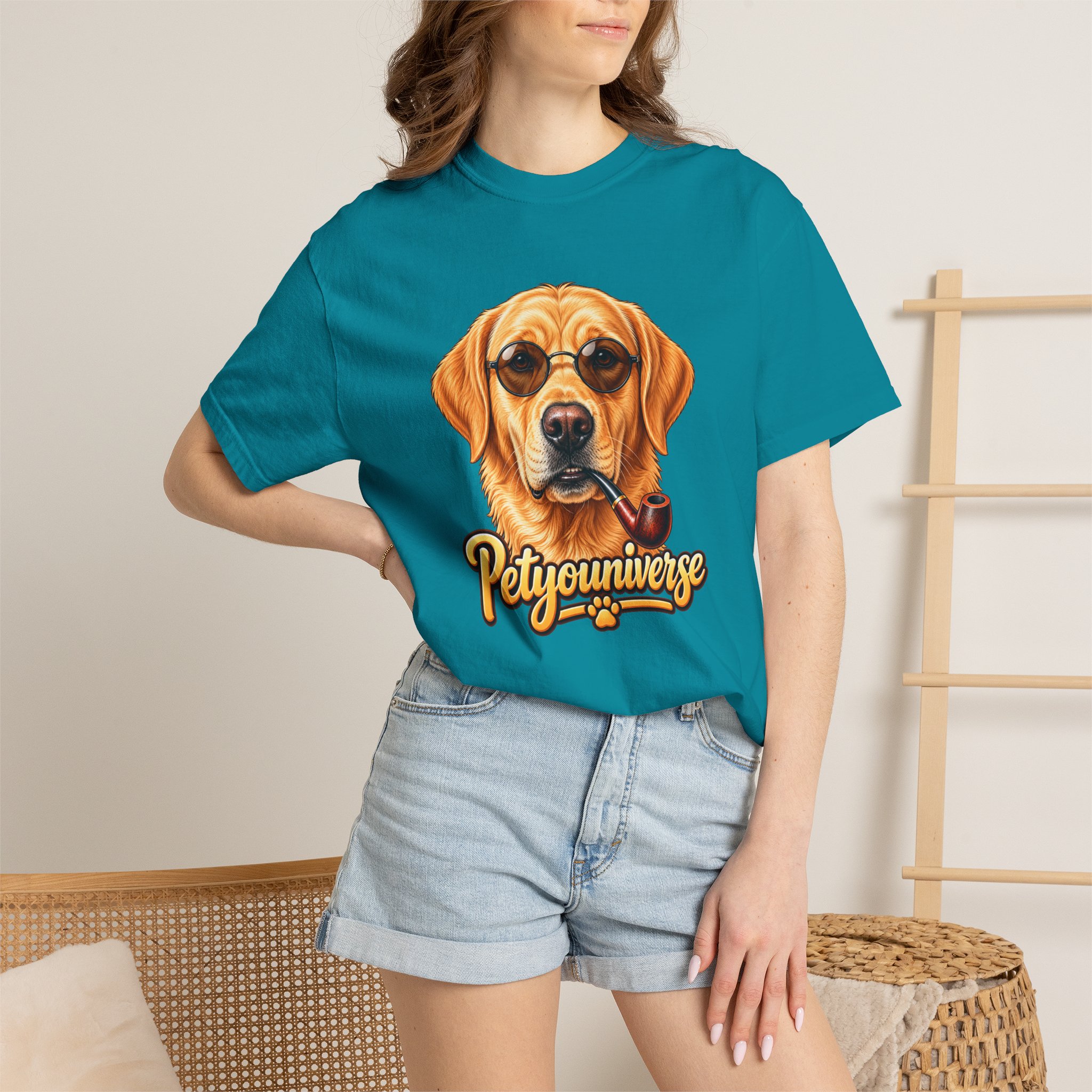 Dog Graphic T-Shirt — 'PetYoUniverse' Yellow Lab Portrait Tee - Image 101