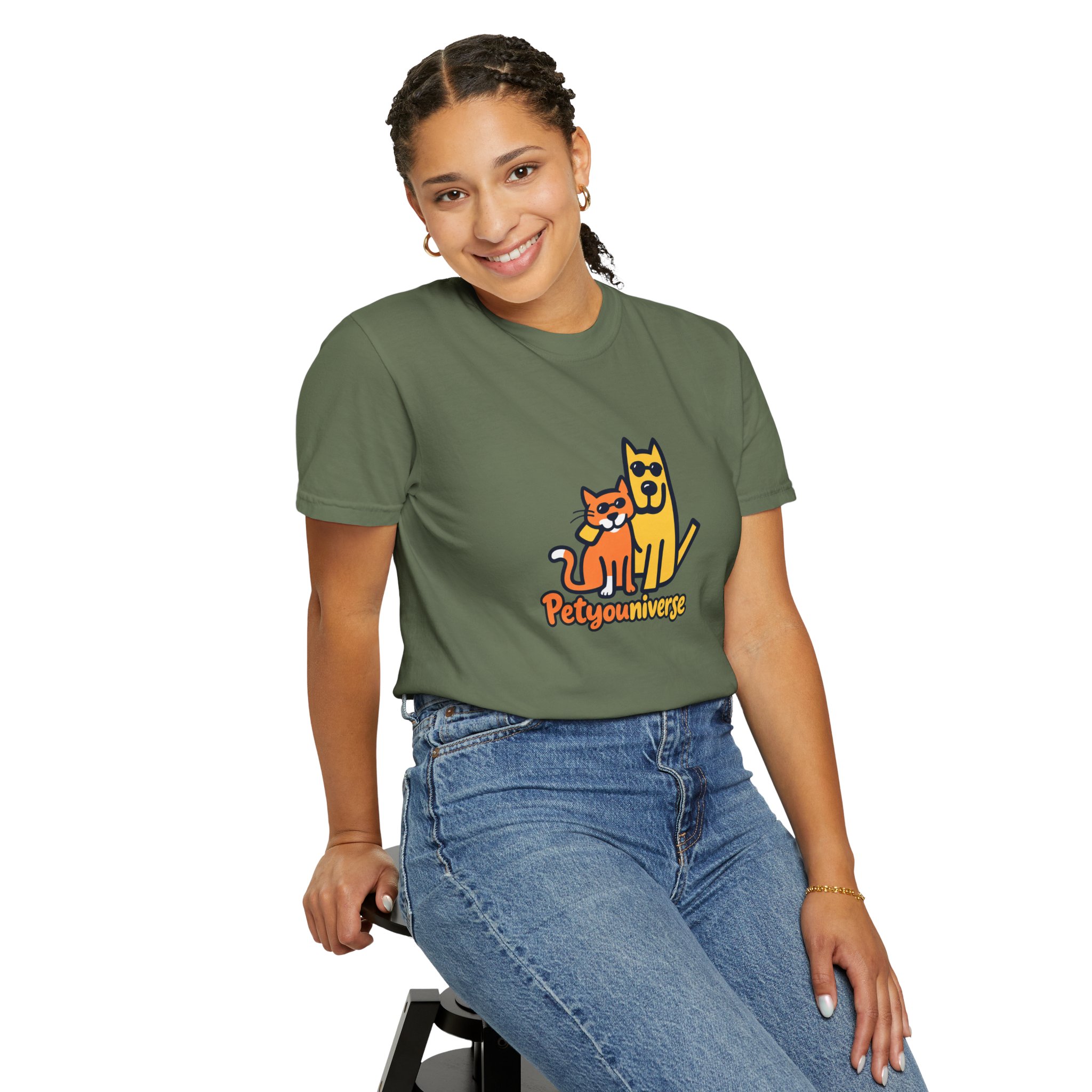 PetyoUniverse Cute Cat & Dog Graphic T-Shirt — Vintage Garment-Dyed Tee for Pet Lovers - Image 60