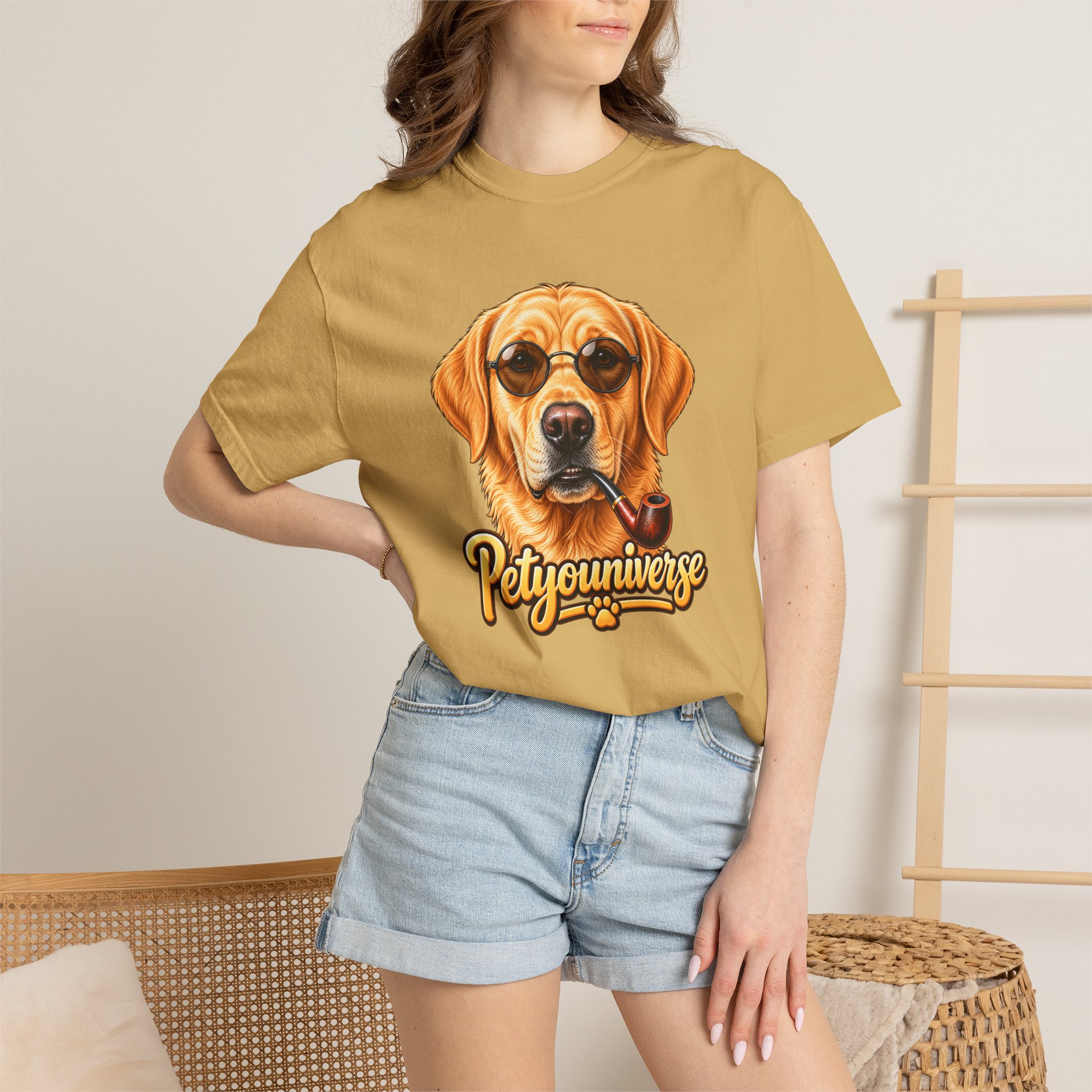 Dog Graphic T-Shirt — 'PetYoUniverse' Yellow Lab Portrait Tee - Image 29