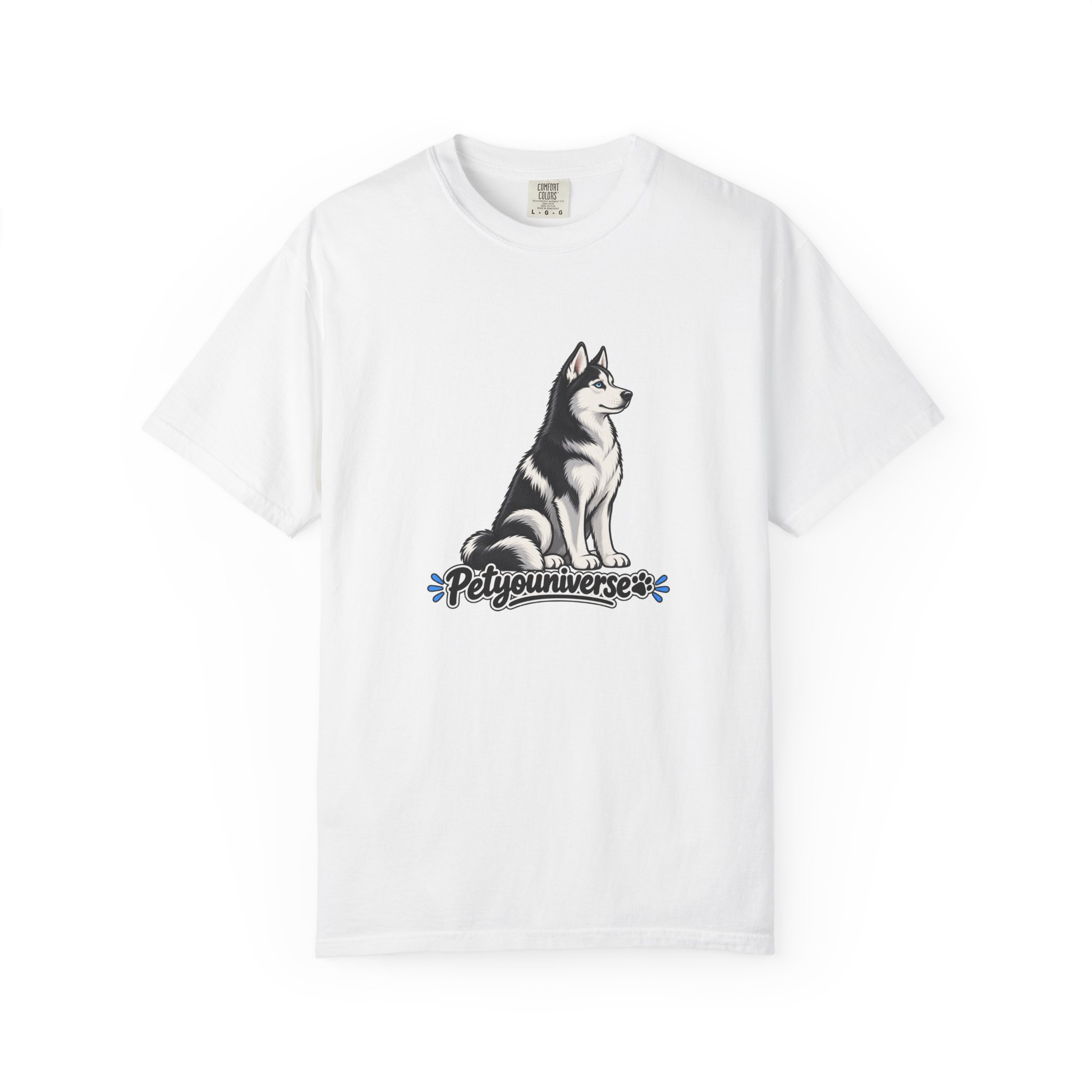 Retro Husky dog graphic on PetYoUniverse t-shirt