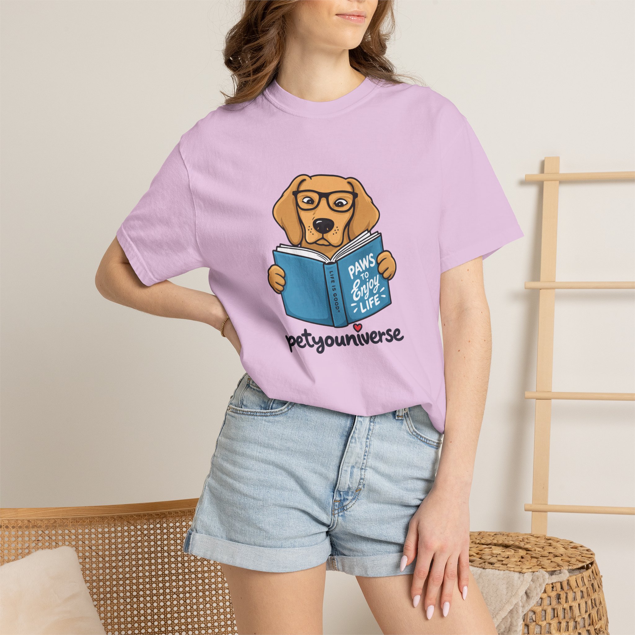 Dog Reading T-Shirt — "Paws & Books" Cute Booklover Pup Tee - Image 65