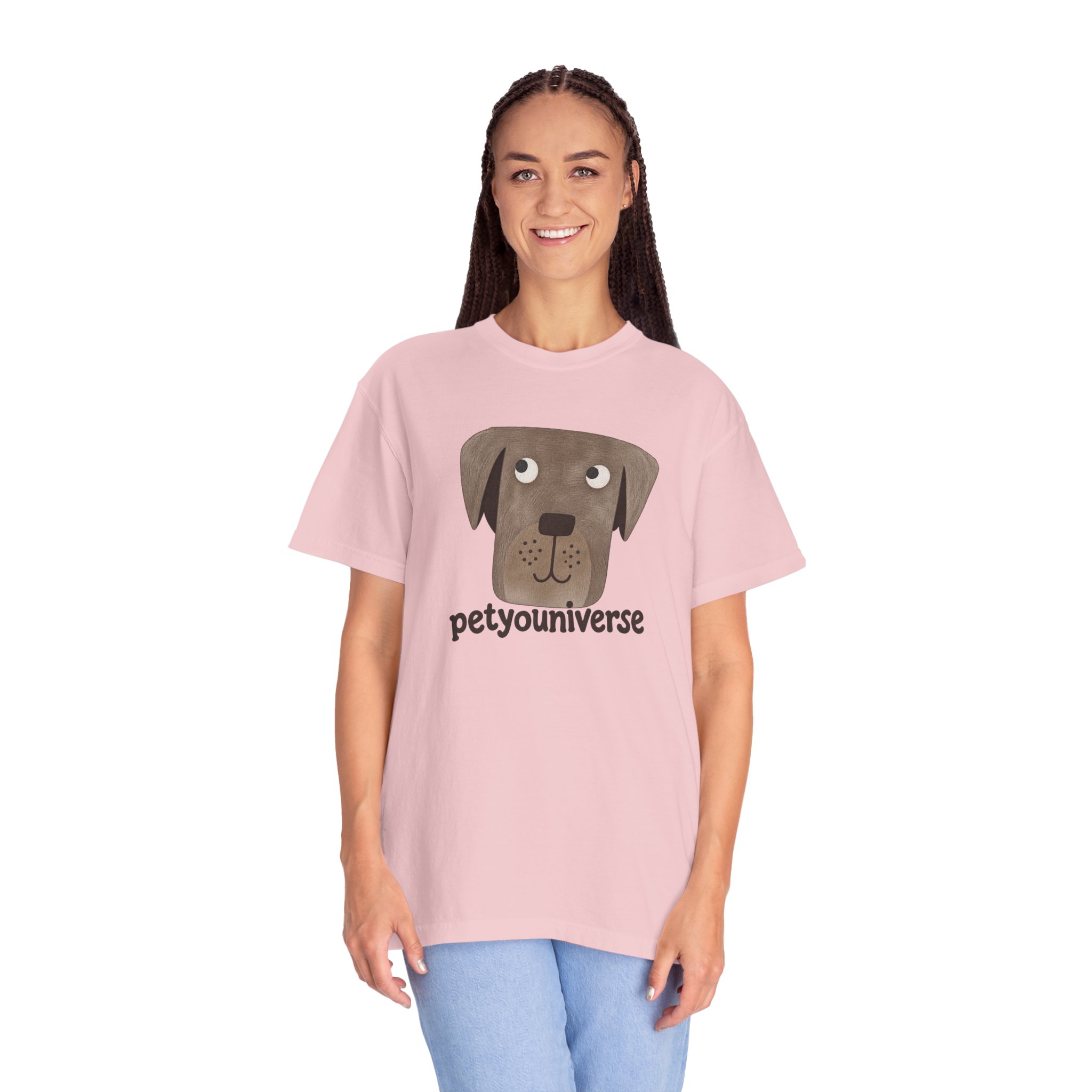 Dog Face Graphic T‑Shirt — "petyouniverse" Cute Pet Logo Tee - Image 104