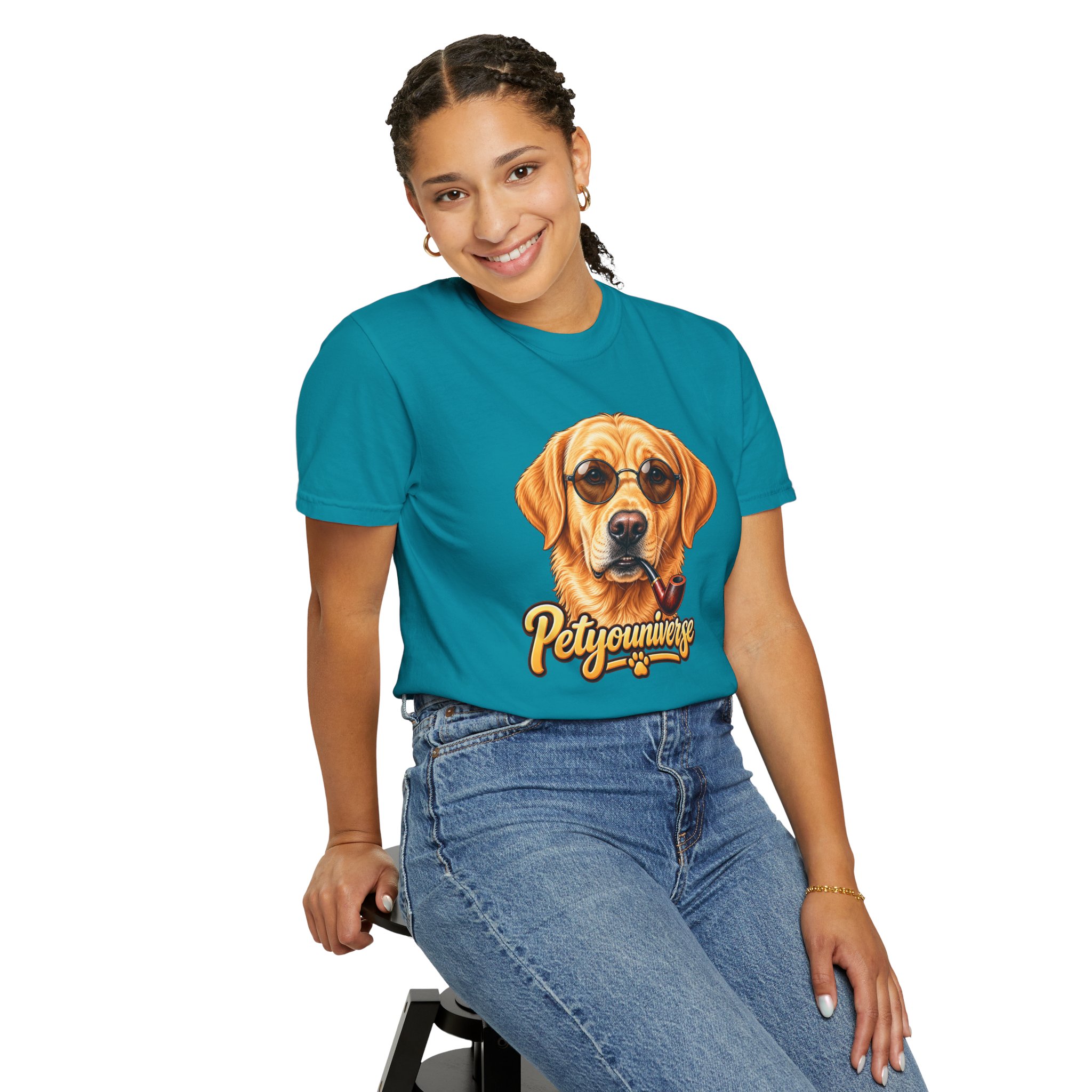 Dog Graphic T-Shirt — 'PetYoUniverse' Yellow Lab Portrait Tee - Image 105