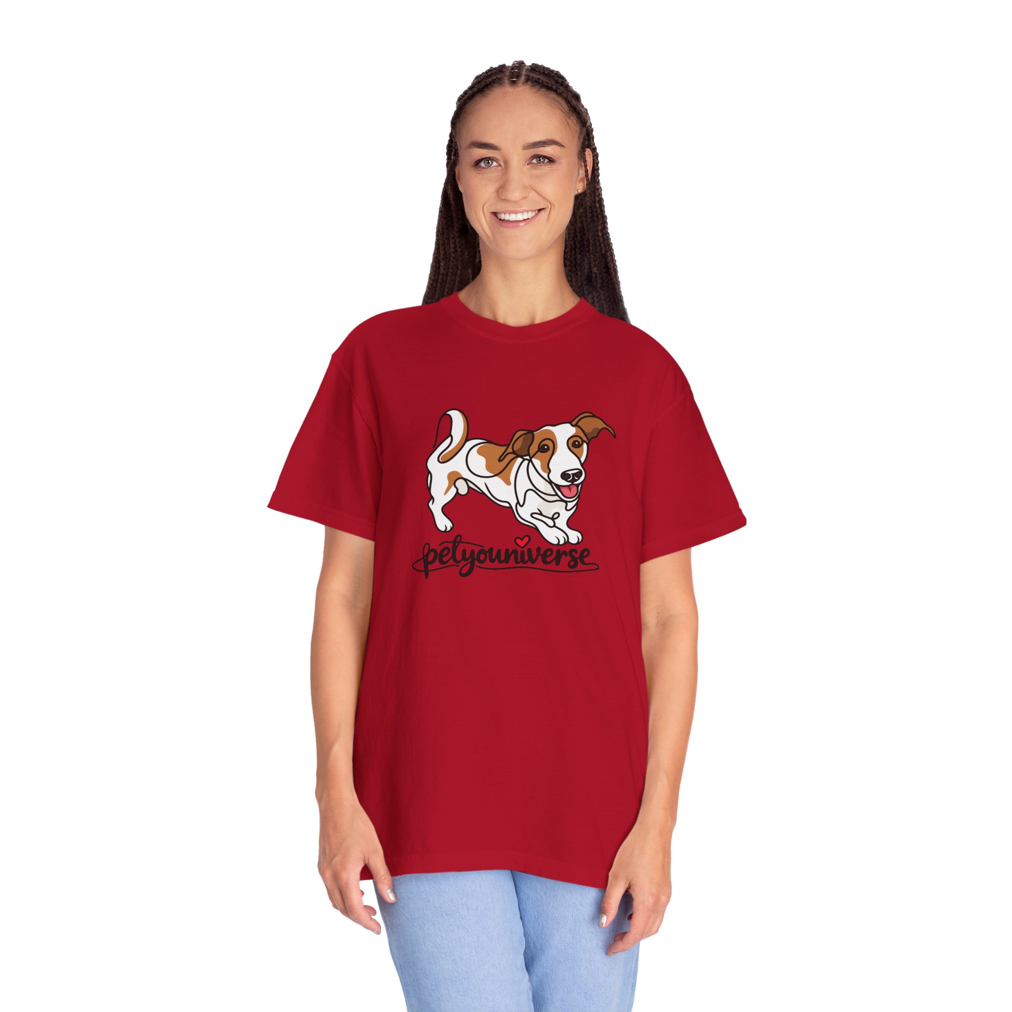 Dog Cartoon T-Shirt — "PetYoUniverse" Playful Jack Russell Tee - Image 140