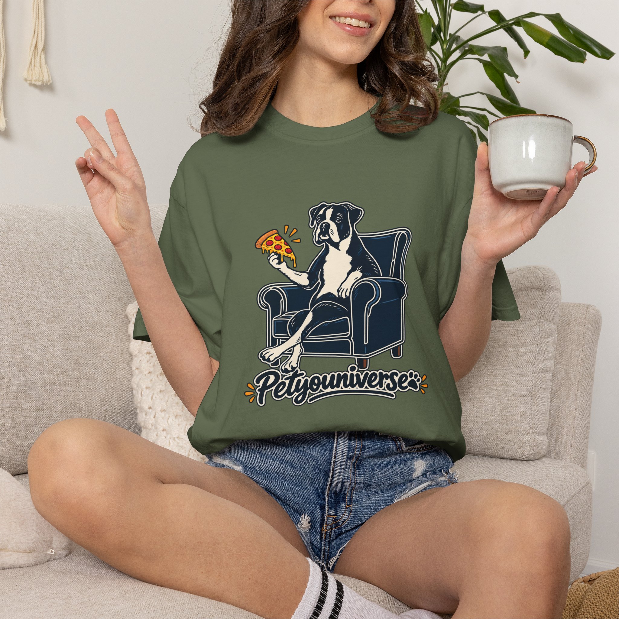 T-Shirt — PetYoUniverse Dog on Armchair with Pizza Graphic - Image 48