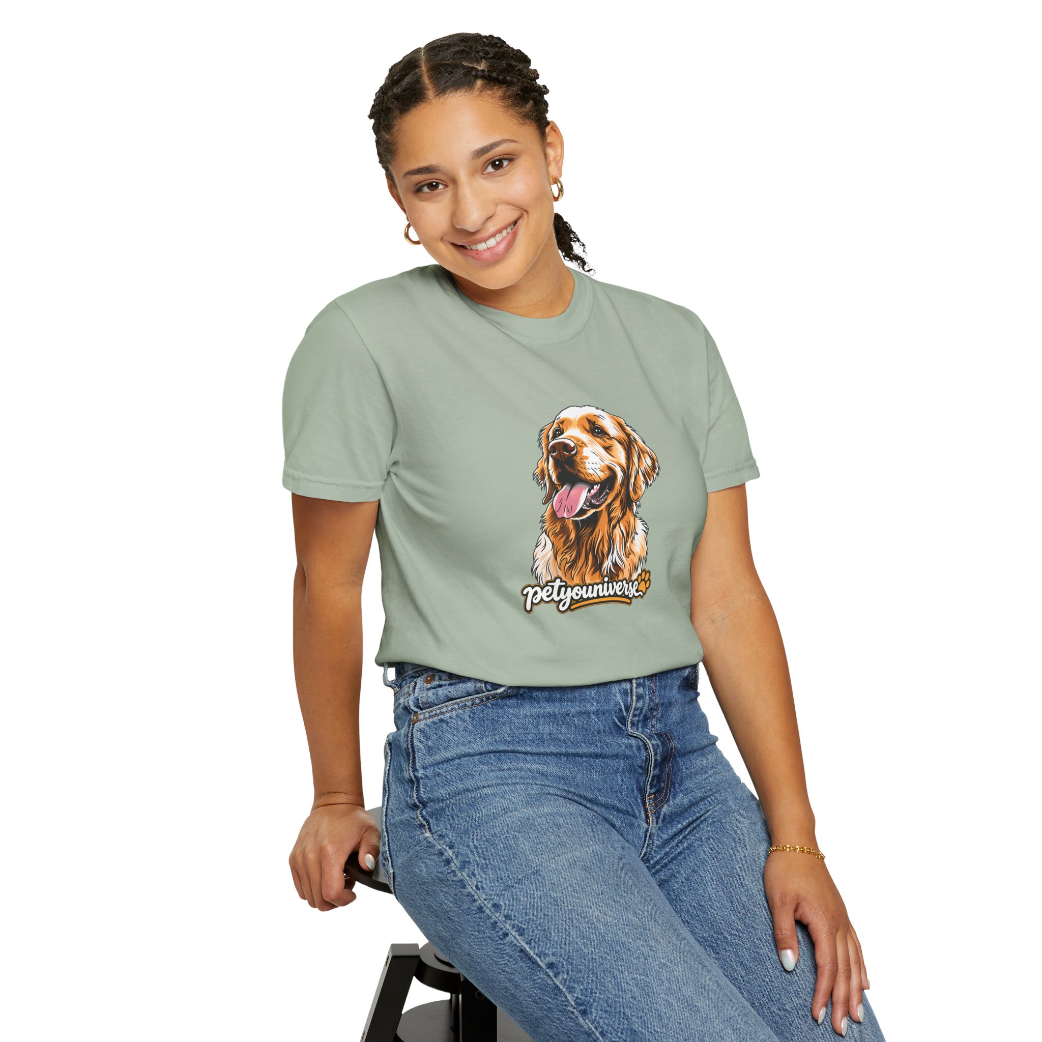 Dog Lover T-Shirt — Golden Retriever Portrait "PetYoUniverse" Graphic - Image 78
