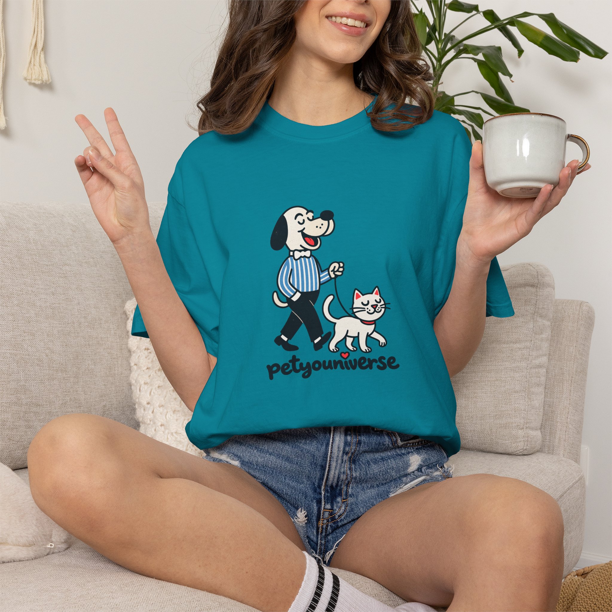 PetYouniverse Walking Dog & Cat Tee — Cute Retro Pet Graphic T-Shirt - Image 75