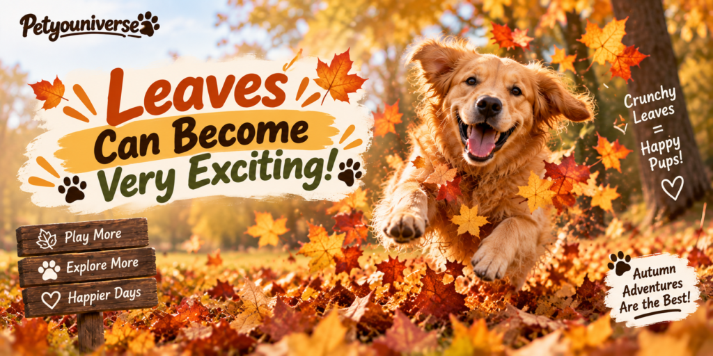 dog enjoying autumn weather and colorful leaves